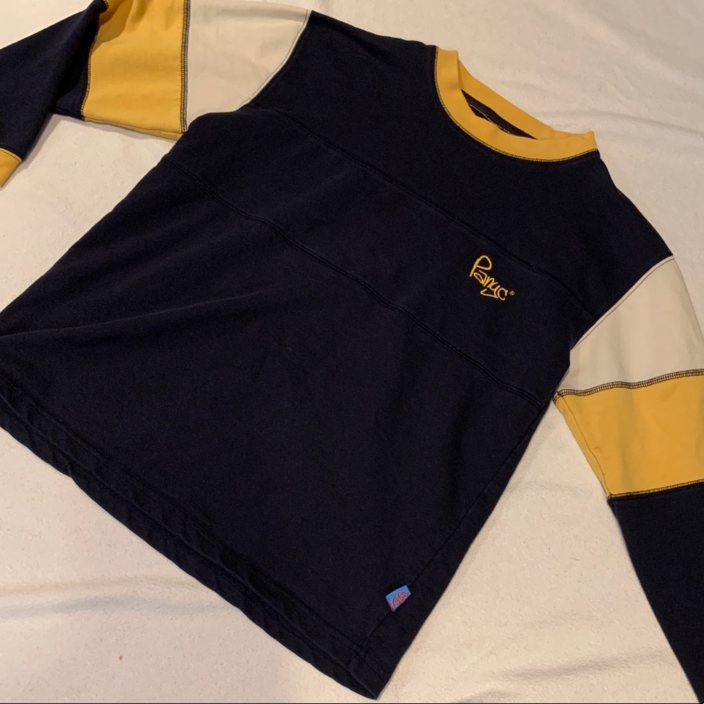 Panyc long sleeve shirt navy gold white Sz M